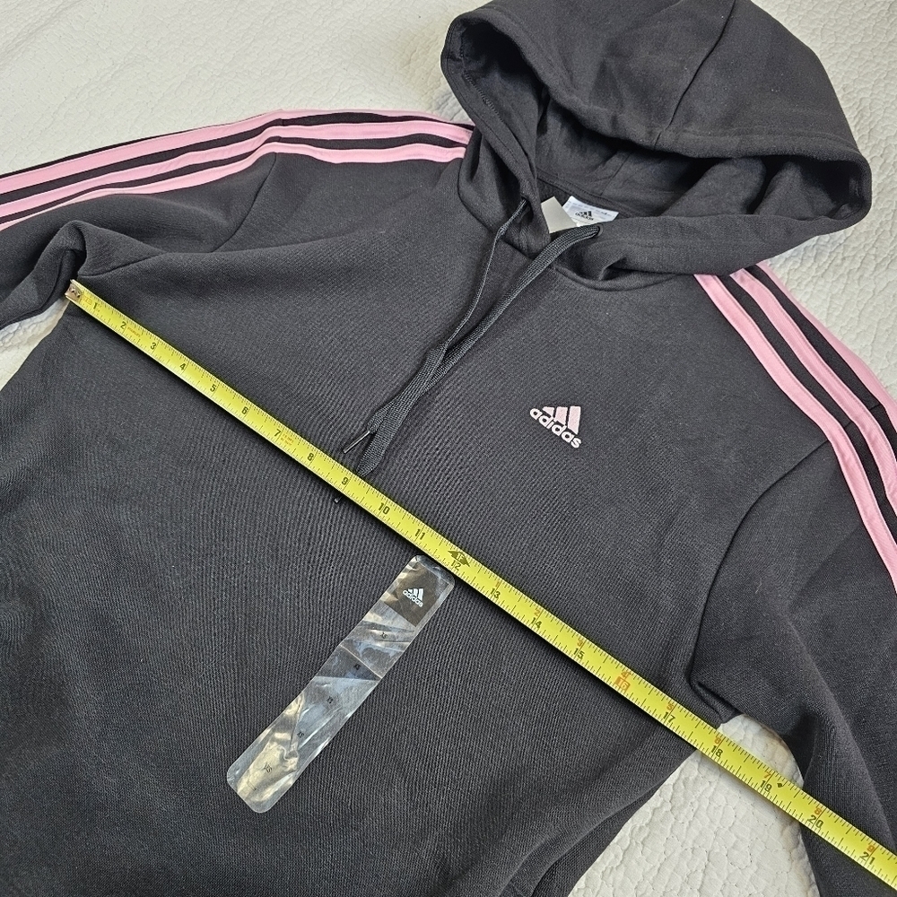 NWT Adidas Black and Pink 3-Stripes Hoodie - Picture 6 of 8